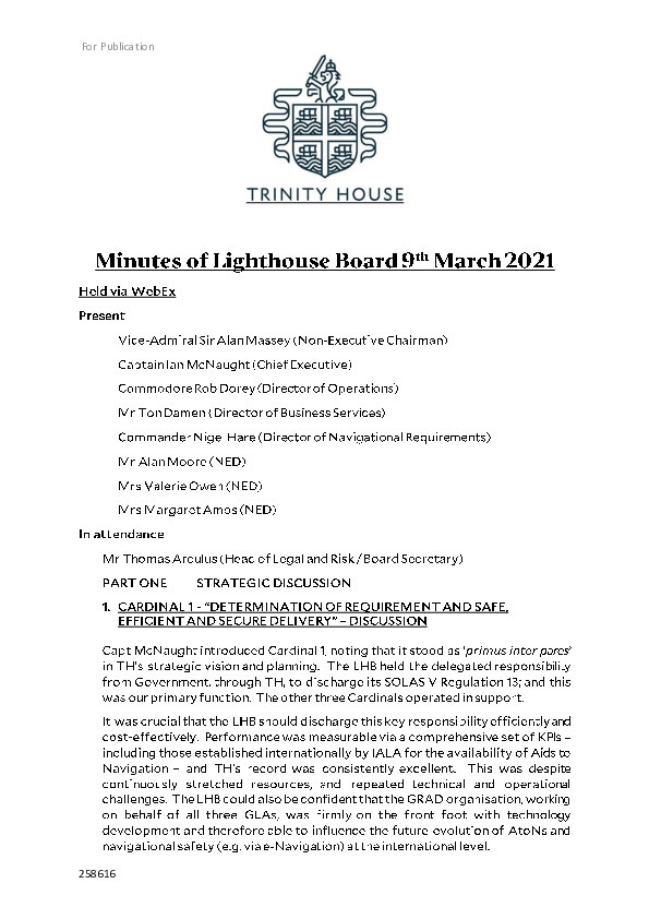 Minutes of Lighthouse Board March 2021