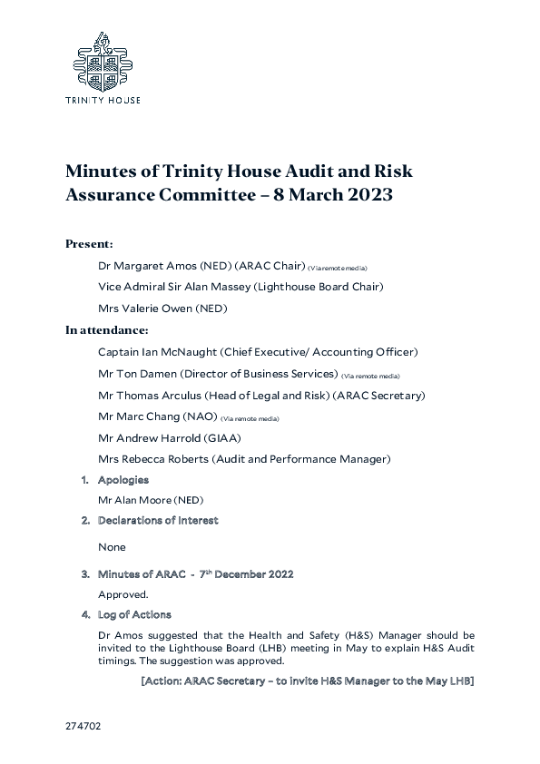 Minutes of ARAC 8 March 2023