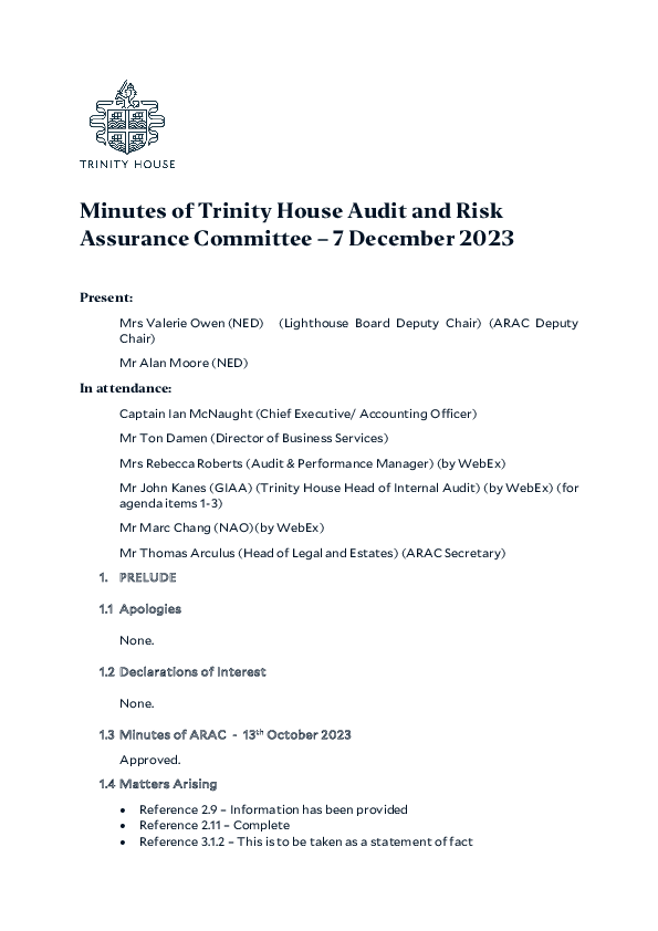 Minutes of ARAC 7 December 2023