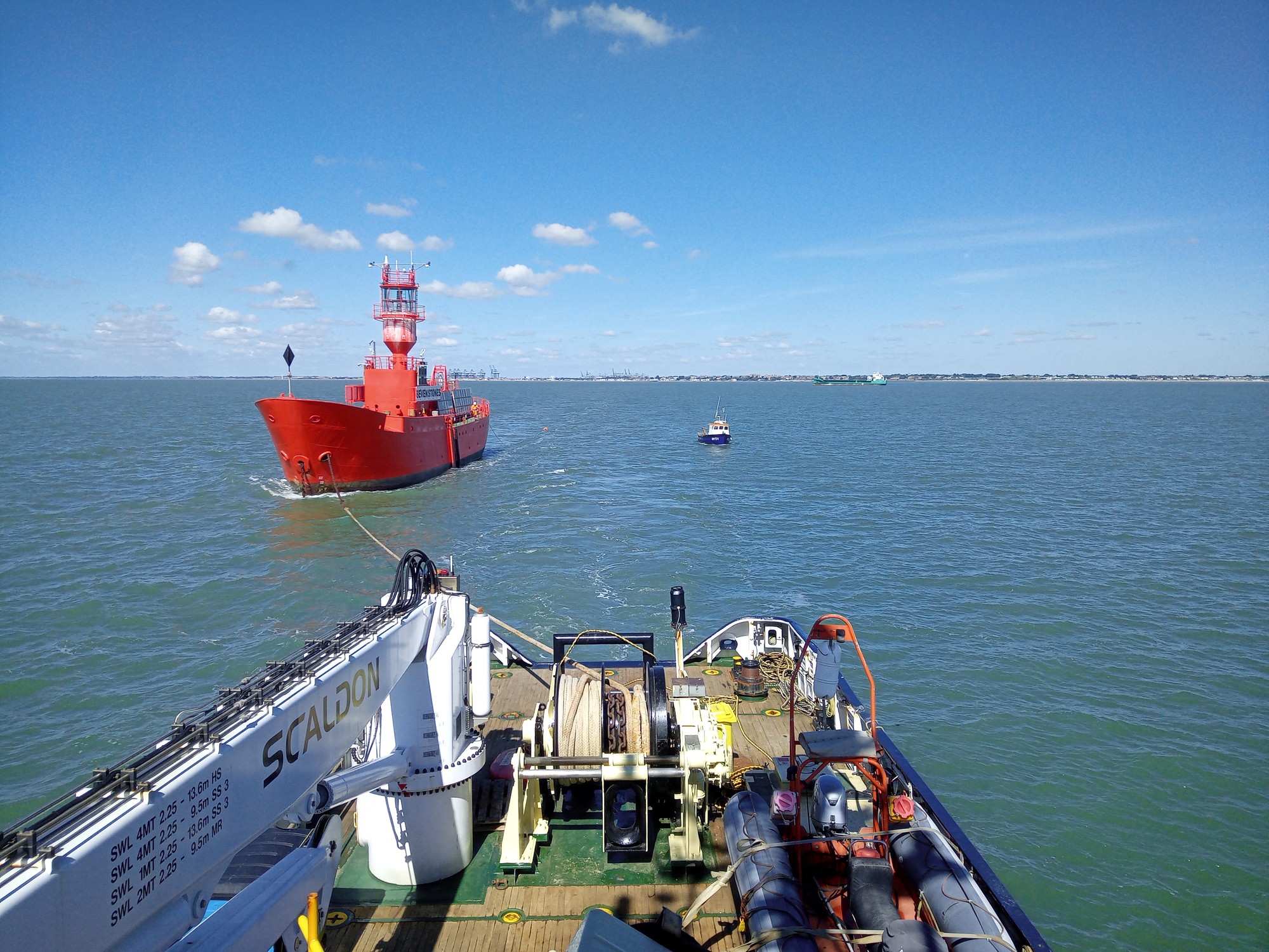 THV Alert and Lightvessel No. 19 en route to Falmouth