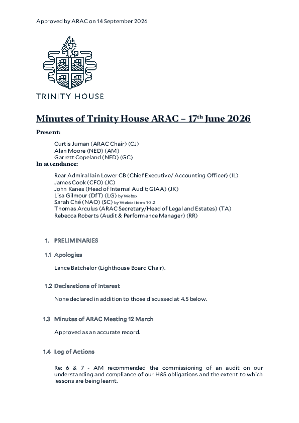Minutes of ARAC 17 June 2026